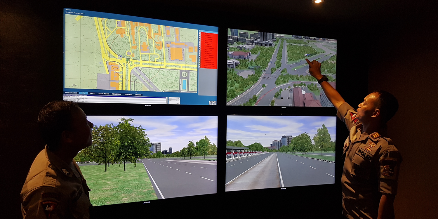 Command Post Staff organizing their multi-agency response to a large scale incident taking place in virtual reality. 